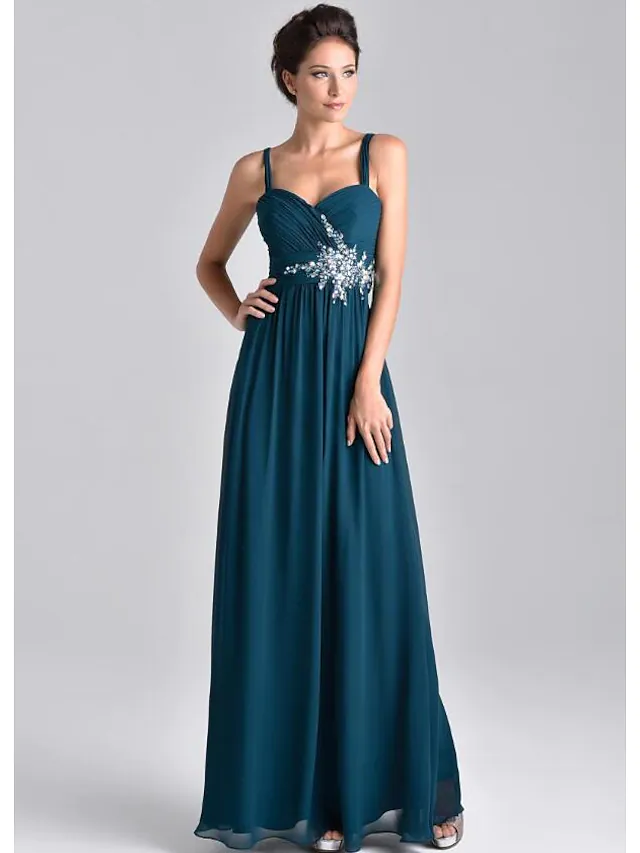 Luolandi Two Piece A-Line Mother of the Bride Dress Elegant Spaghetti Strap Floor Length Chiffon Lace 3/4 Length Sleeve