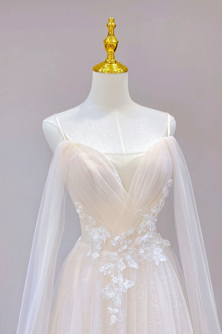 Luolandi Elegant A Line Tulle Long Prom Dress Lovely Formal Dress Beautiful Evening Dress