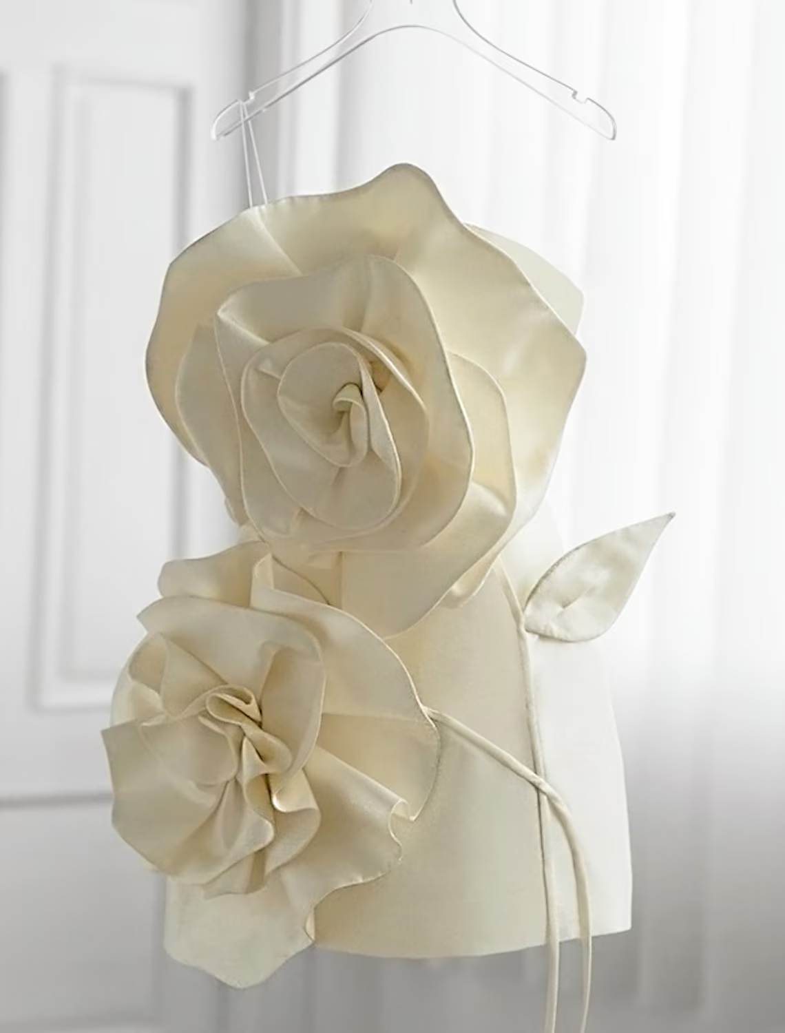 Luolandi Sheath / Column Homecoming Dresses Floral Dress Party Wear Short / Mini Sleeveless Strapless Satin Prom Dress