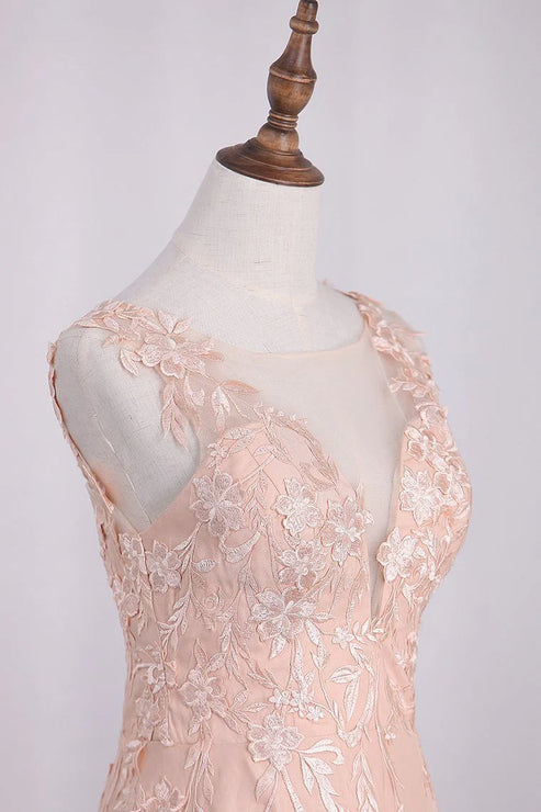 Luolandi A Line Sleeveless Long Prom Dress With Slit Elegant Evening Party Dress Formal Dress