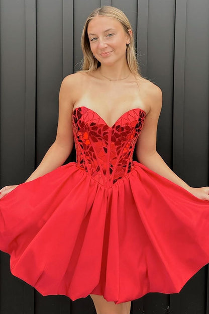 Strapless A Line Homecoming Dresses With Ruffles Short/Mini Off Shoulder