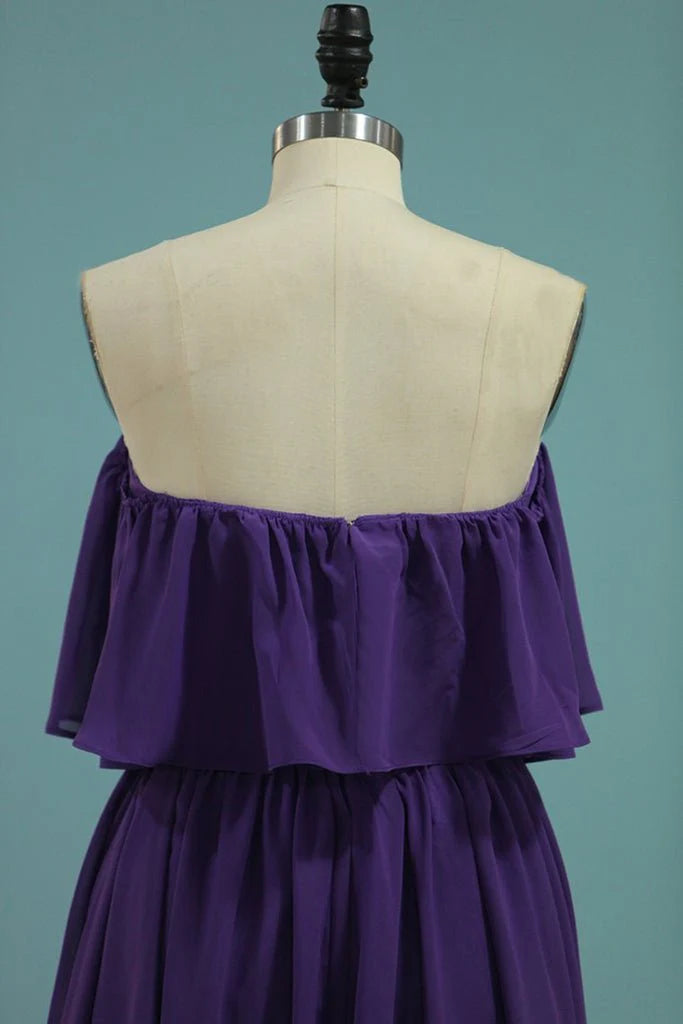 Luolandi A Line Long Chiffon Off the Shoulder Bridesmaid Dresses Charming Evening Party Dress