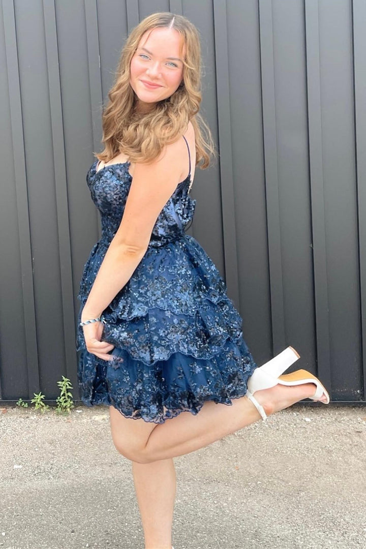 Luolandi Fancy Short A-Line Spaghetti Straps Homecoming Dress Lilac Party Dress Charming Graduation Dress