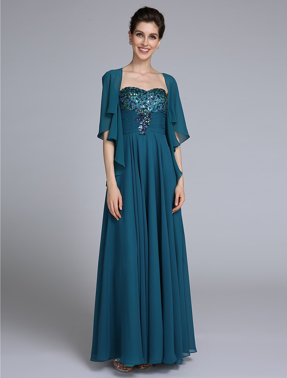 Luolandi A-Line Mother of the Bride Dress Wrap Included Sweetheart Ankle Length Chiffon Sleeveless yes with Ruched