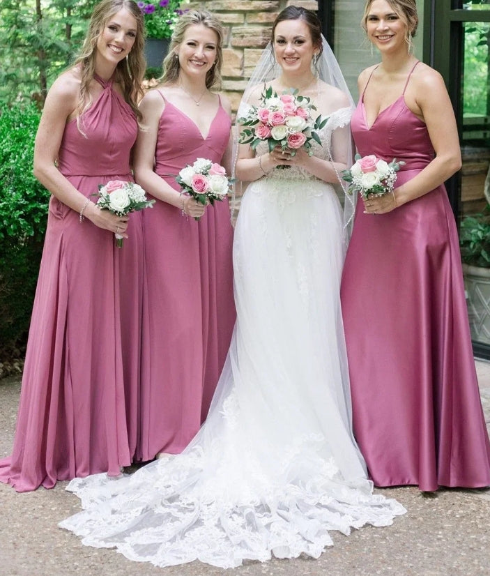 Luolandi Halter A-Line Sleeveless Long Bridesmaid Dress Elegant Evening Party Dress