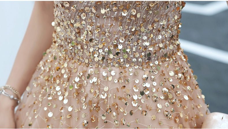 Luolandi A-line Evening Dress Beading Prom Dress Formal Evening Gown Sparkly