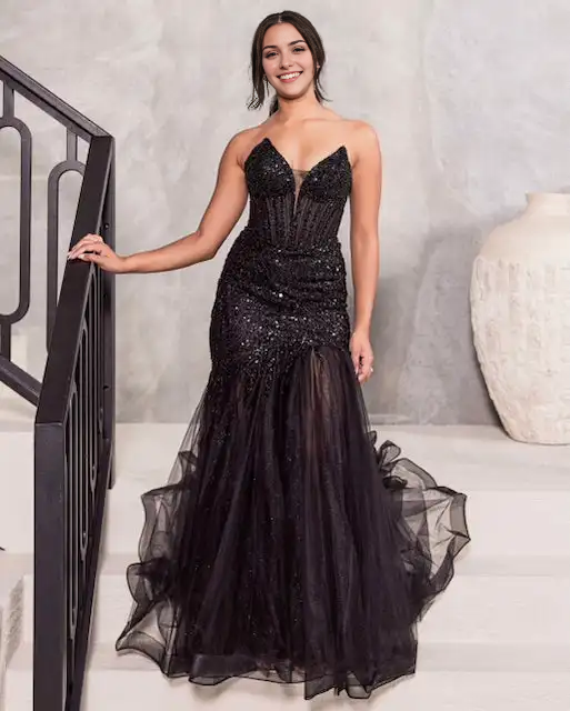Luolandi A Line Strapless Sleeveless Long Prom Dress Charming Evening Party Dress Sexy Women's Dresses