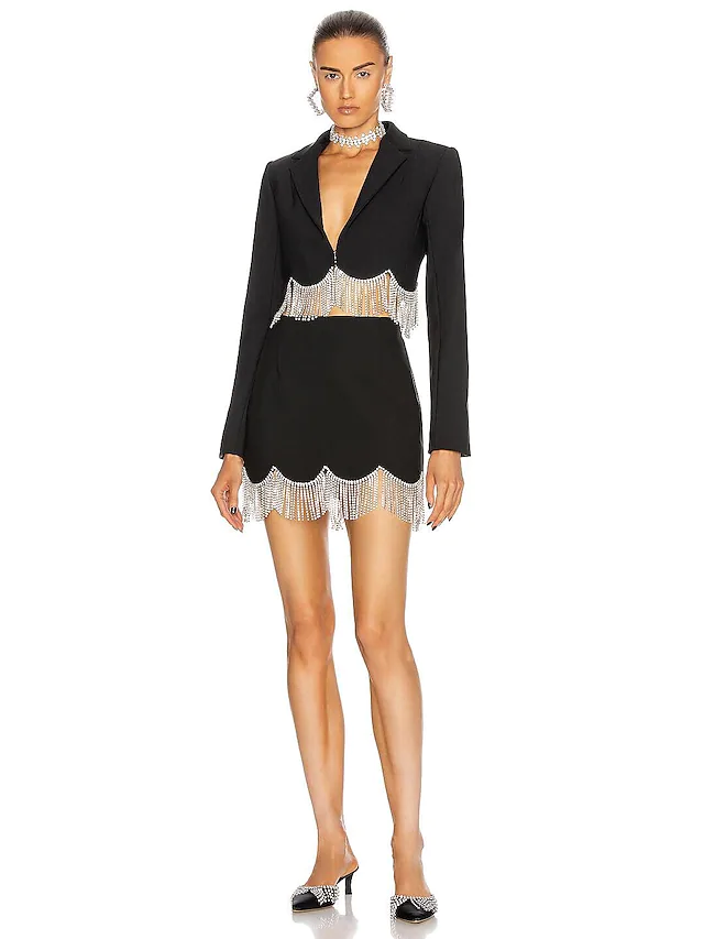 Luolandi Piece Minimalist Sexy Homecoming Cocktail Party Dress Shirt Collar Sleeve Short Mini Polyster with Tassel