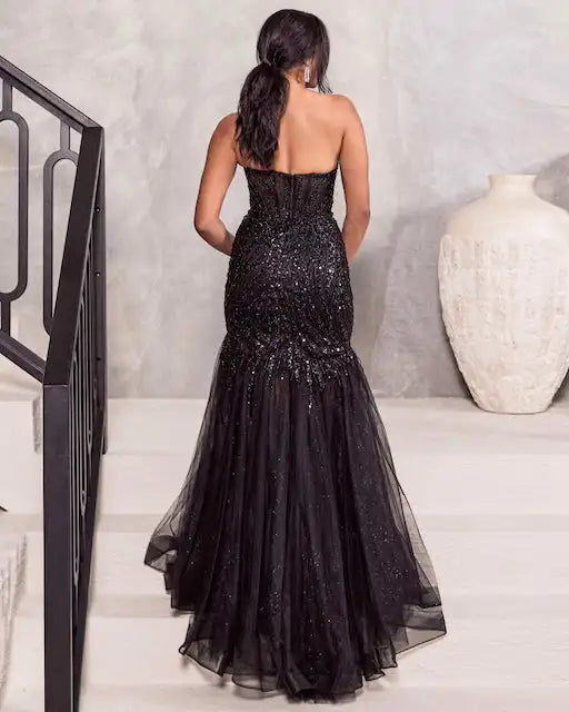 Luolandi A Line Strapless Sleeveless Long Prom Dress Charming Evening Party Dress Sexy Women's Dresses