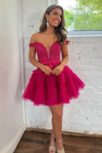 Sexy Off the Shoulder Lace Appliques Homecoming Dresses Short Cocktail Dresses Beautiful