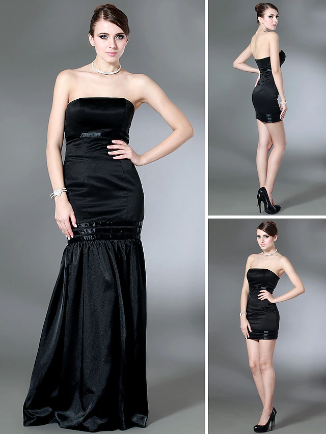 Luolandi Open Back Holiday Cocktail Party Formal Evening Dress Strapless Sleeveless Floor Length Satin