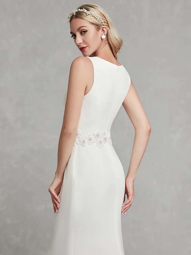 Luolandi Wedding Dresses V Neck Satin Regular Straps Simple Plus Size with Appliques Long