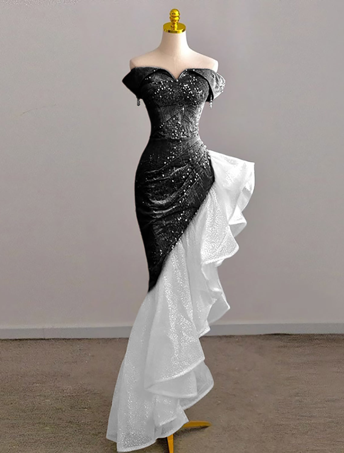 Luolandi Mermaid / Trumpet Prom Dresses Party Dress Evening Party Floor Length Sleeveless Off Shoulder Tulle