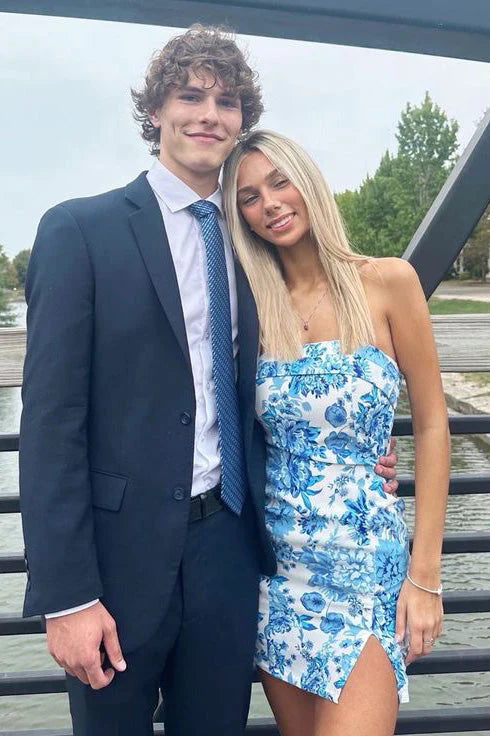 Luolandi Blue Bodycon Charming Homecoming Dress Cute Party Dress Short Graduation Dress