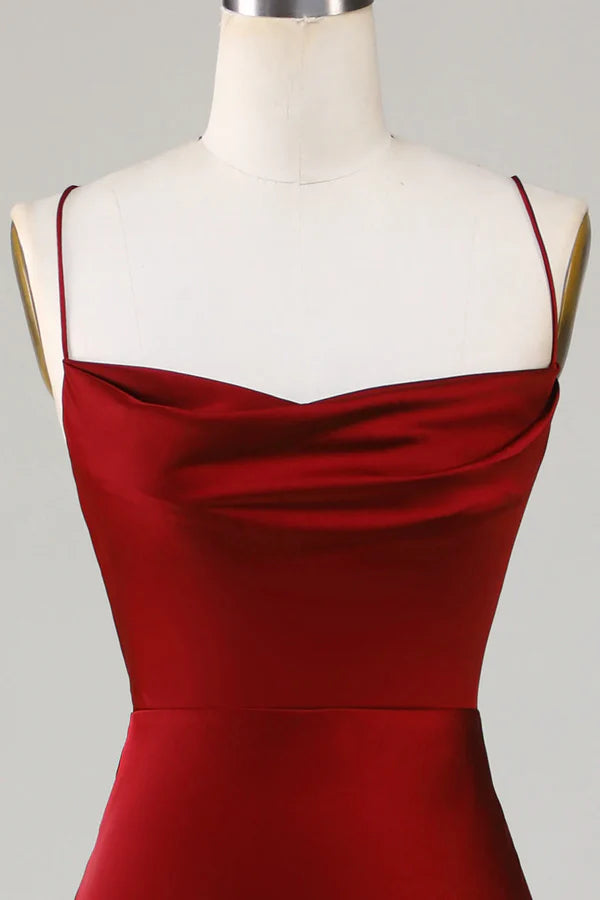 Luolandi Back lace up wine red slit long bridesmaid dress Sexy Evening Dress