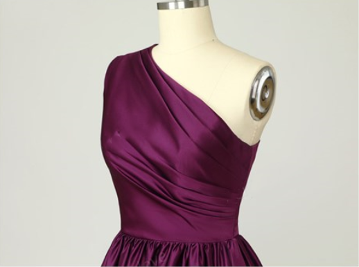 Luolandi Charming A-Line Satin One Shoulder Purple Prom Dresses With Side Split Sexy Evening Dresses