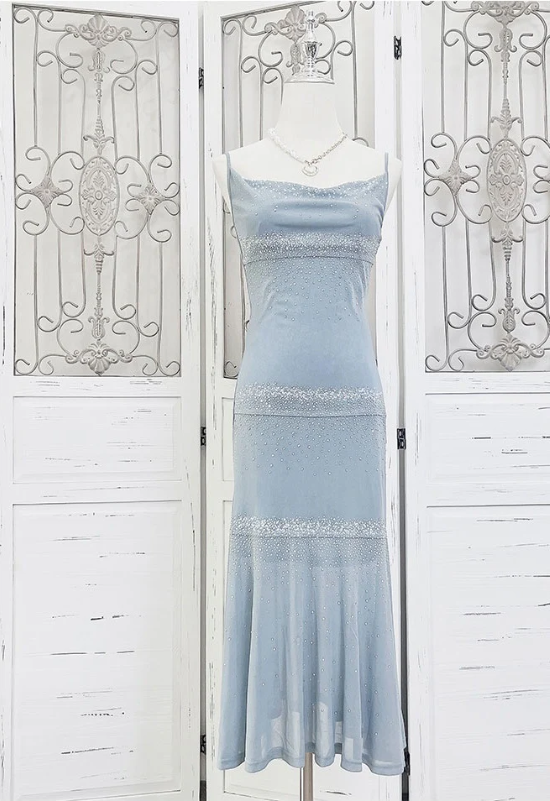 Luolandi Charming Mermaid Spaghetti Straps Sleeveless Prom Dress Elegant Evening Party Dress Shiny Vacation Beach Dress