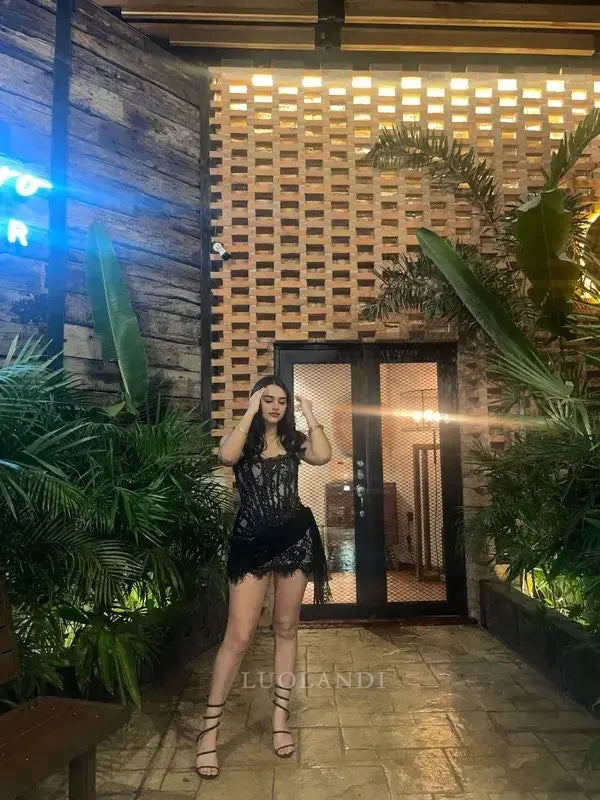 Luolandi Charming Sheath Strapless Short Prom Dress Sexy Homecoming Dress Mini Birthday Party Dress