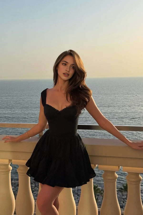 Luolandi Charming A-Line Sweetheart Off-Shoulder Black Short Homecoming Dress Elegant Birthday Dress
