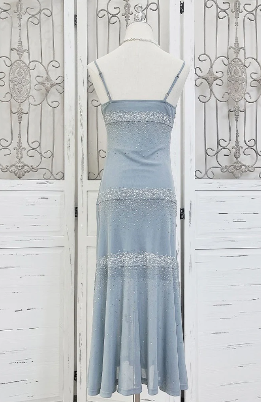 Luolandi Charming Mermaid Spaghetti Straps Sleeveless Prom Dress Elegant Evening Party Dress Shiny Vacation Beach Dress