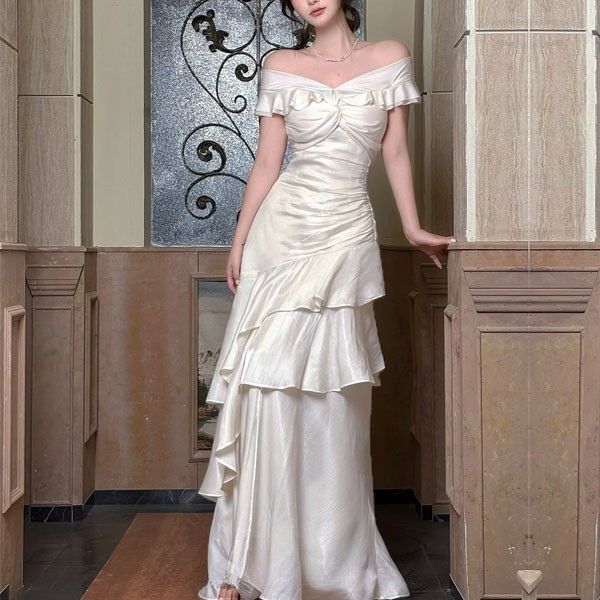 Luolandi Charming Off-Shoulder Ruffles Evening Party Dress Elegant Long Formal Prom Dress