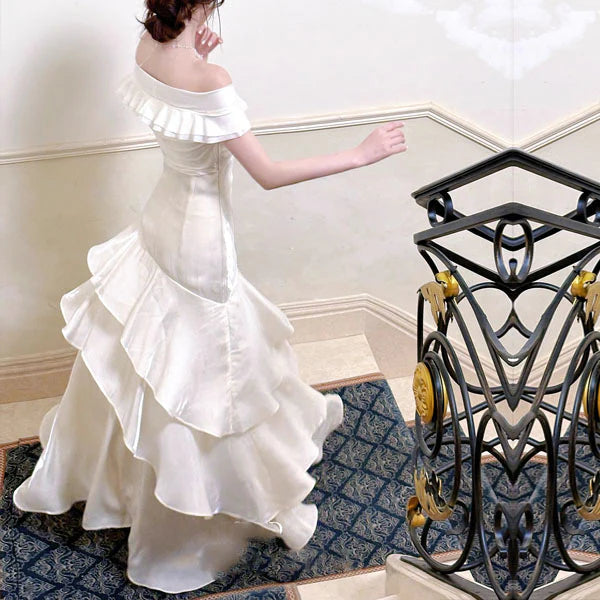 Luolandi Charming Off-Shoulder Ruffles Evening Party Dress Elegant Long Formal Prom Dress