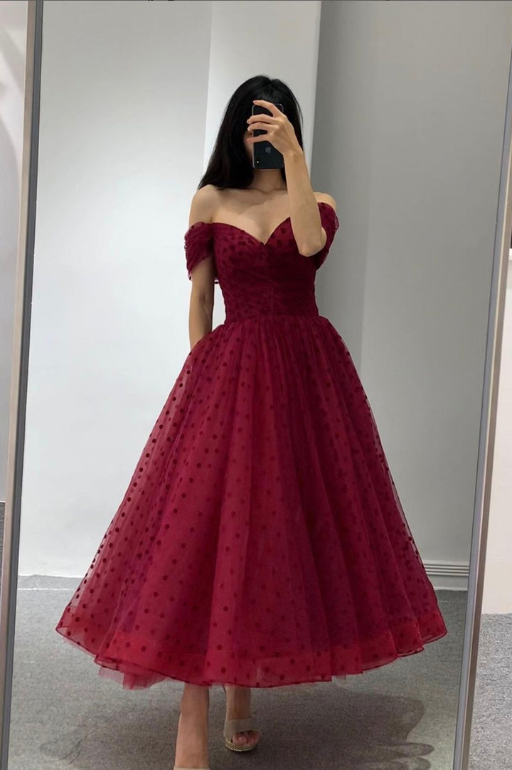 Luolandi Charming Off the Shoulder Prom Dress Cute A-Line Elegant Evening Party Dress