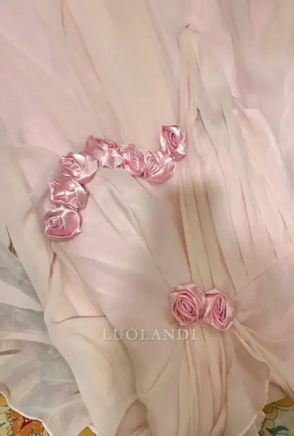 Luolandi Charming One Shoulder Ruffles Long Formal Prom Dresses With Flowers Pretty Birthday Party Dress Chi Evening Dress No With Gloves