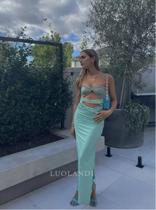 Luolandi Charming Sheath Strapless Sleeveless Formal Prom Dress Fashion Party Evening Gowns Sexy Graduation Dress
