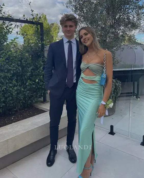 Luolandi Charming Sheath Strapless Sleeveless Formal Prom Dress Fashion Party Evening Gowns Sexy Graduation Dress