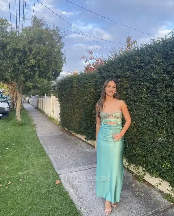 Luolandi Charming Sheath Strapless Sleeveless Formal Prom Dress Fashion Party Evening Gowns Sexy Graduation Dress