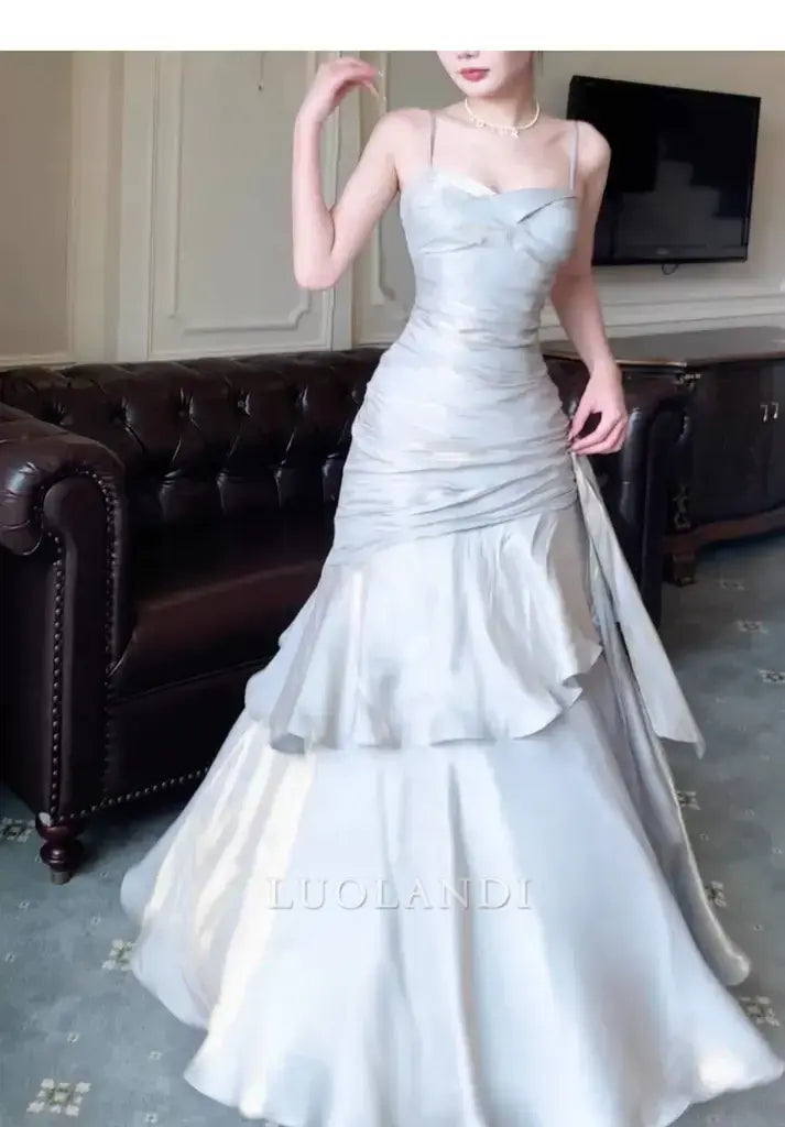 Luolandi Charming Spaghetti Straps Sleeveless Long Formal Prom Dress Elegant Graduation Dress Vintage Party Evening Gowns