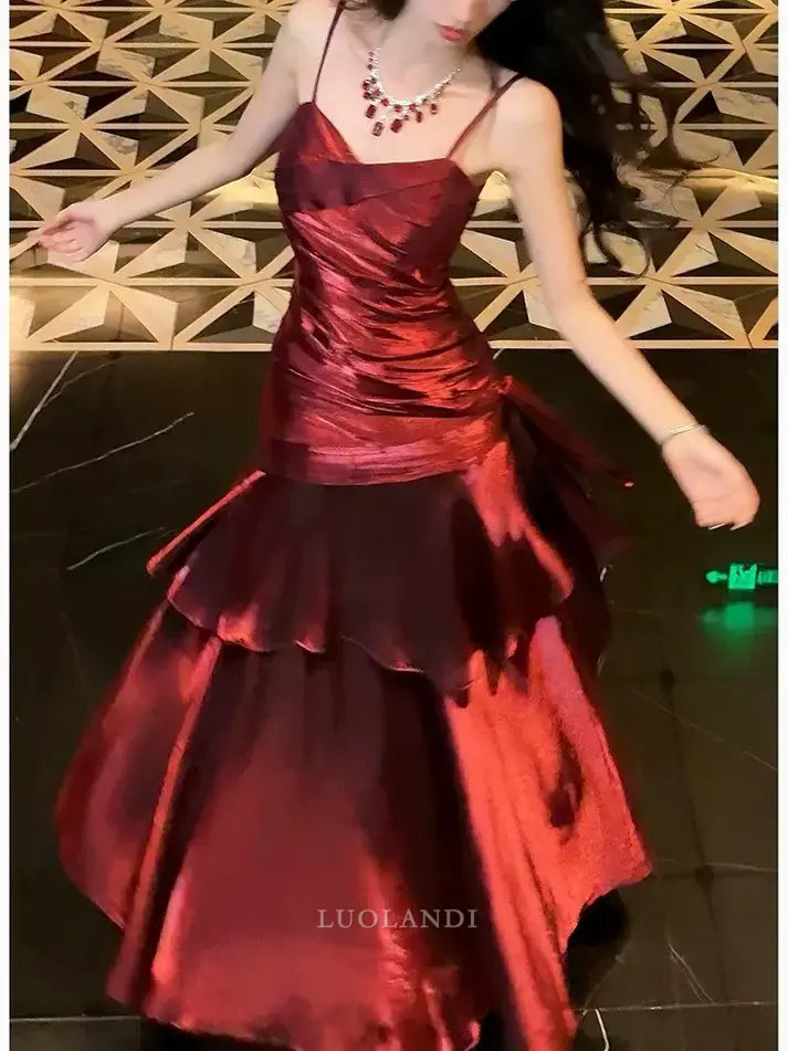 Luolandi Charming Spaghetti Straps Sleeveless Long Formal Prom Dress Elegant Party Evening Gowns Chic Graduation Dress