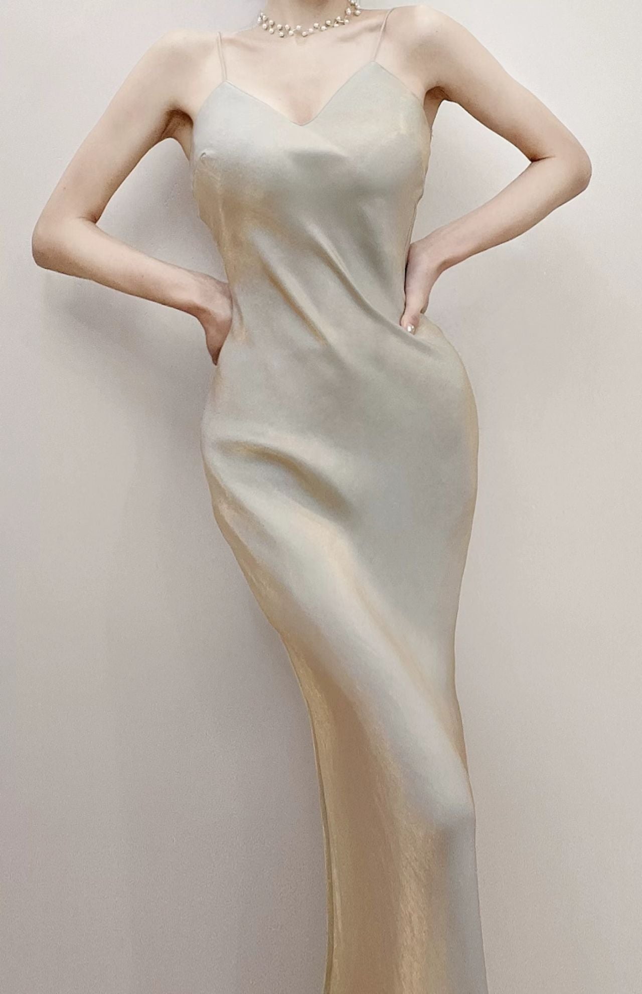 Luolandi Charming Spaghetti Straps V-neck Sleeveless Long Prom Dress Elegant Evening Party Dress Vacation Beach Dress