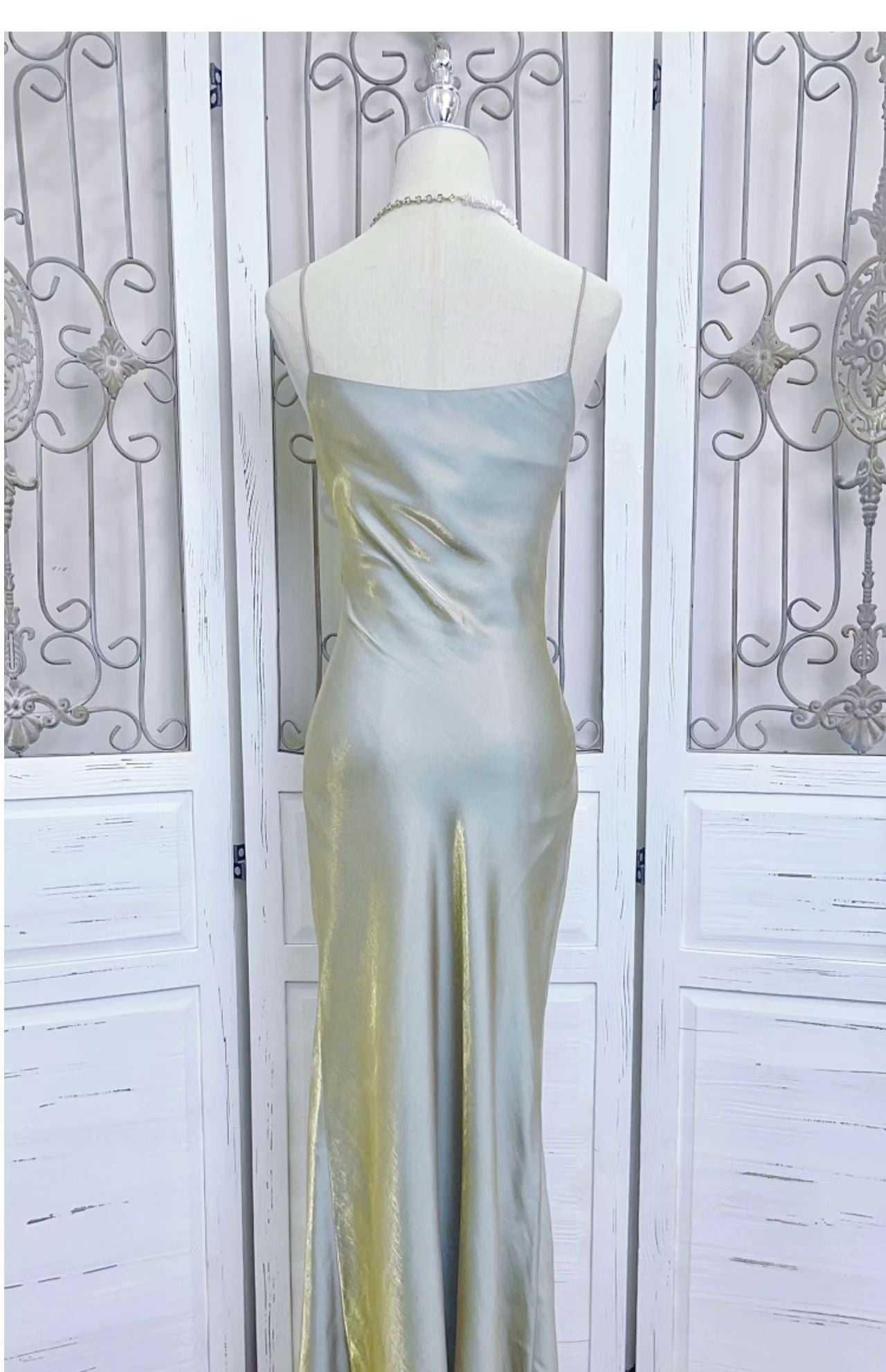 Luolandi Charming Spaghetti Straps V-neck Sleeveless Long Prom Dress Elegant Evening Party Dress Vacation Beach Dress