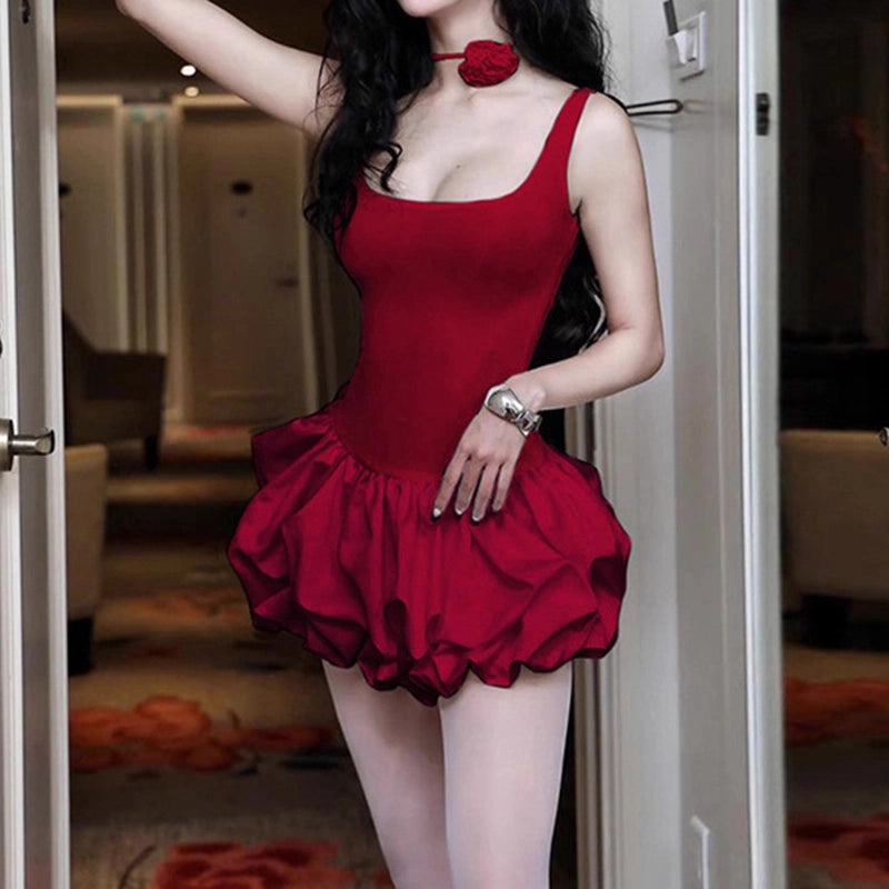 Luolandi Charming Square Neck A Line Sleeveless Summer Short Homecoming Dress No With Neck accessories
