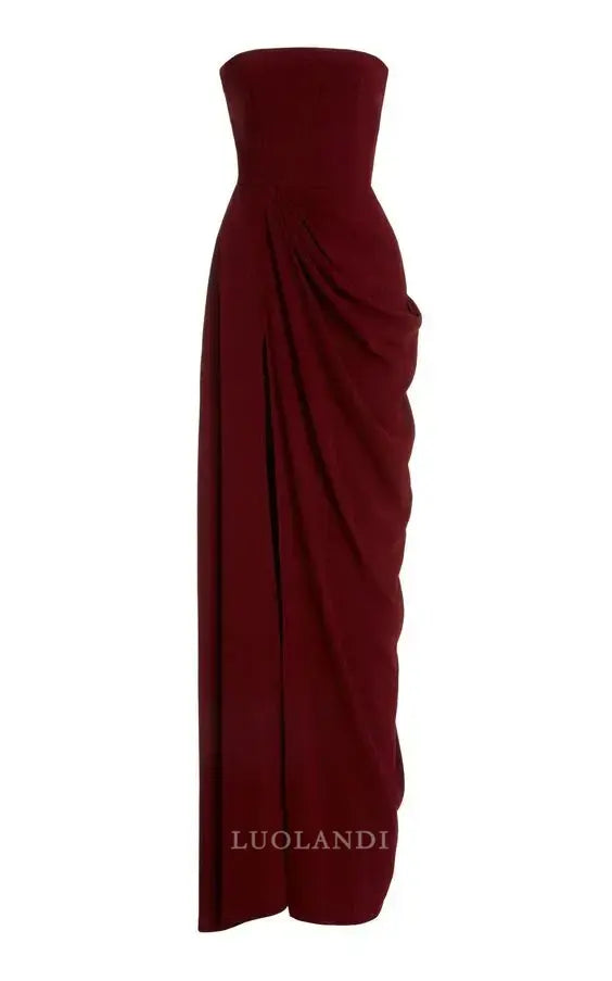 Luolandi Charming Strapless Sleeveless Long Formal Prom Dress Elegant Evening Party Dress No With Accessories