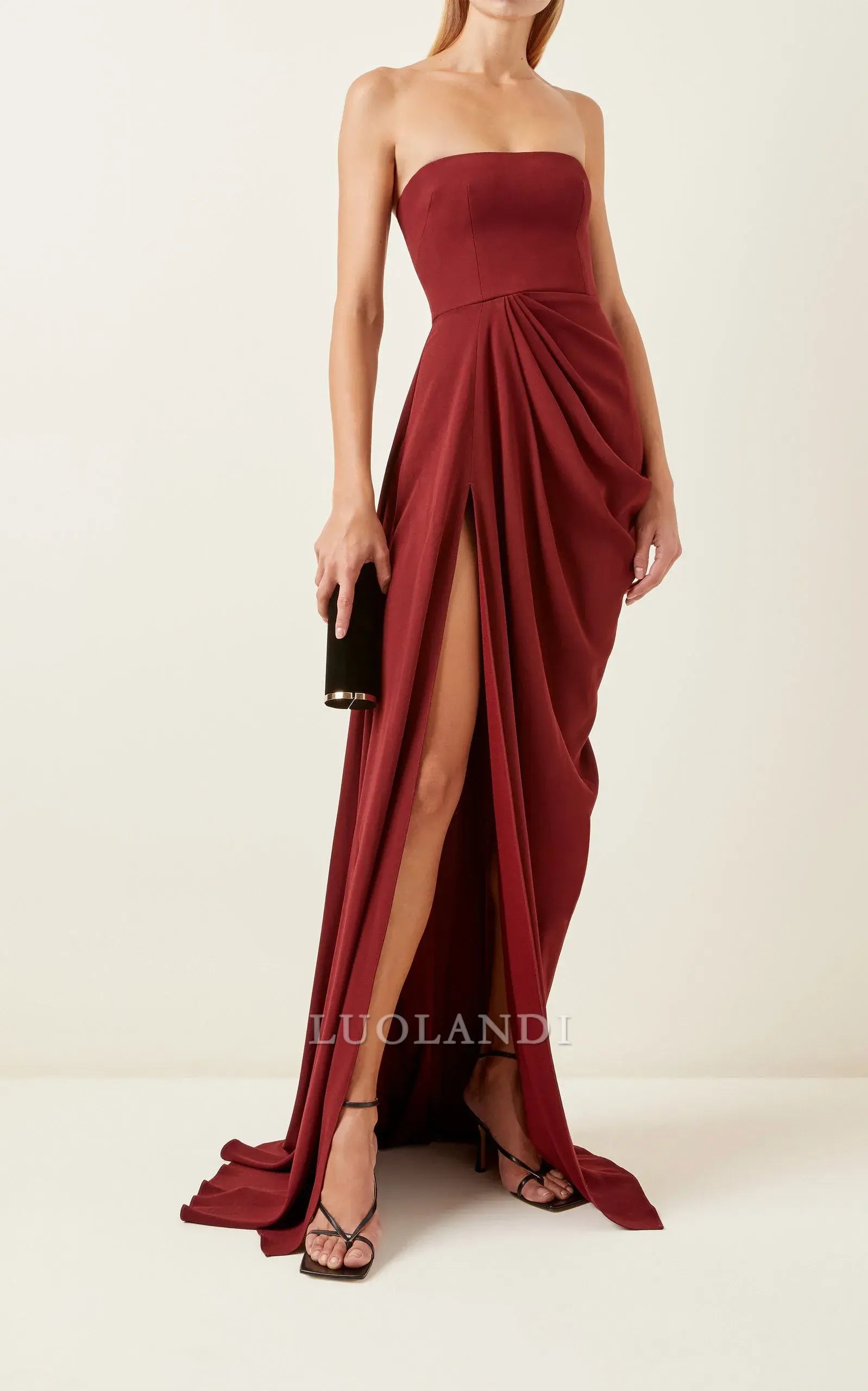 Luolandi Charming Strapless Sleeveless Long Formal Prom Dress Elegant Evening Party Dress No With Accessories