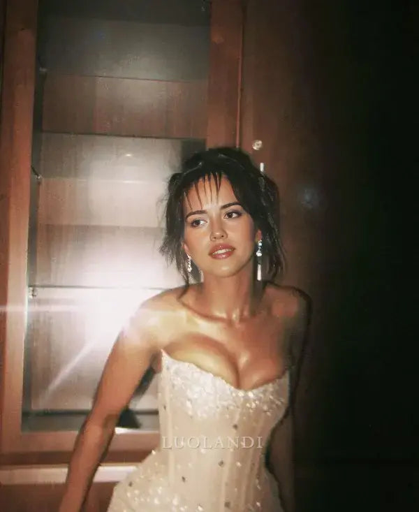 Luolandi Charming Strapless Sleeveless Long Formal Prom Dress Sexy Evening Party Gowns Gorgeous Wedding Guest Dress for Women