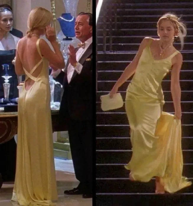 Luolandi Charming Yellow Satin Mermaid Party Evening Gown Backless Elegant Long Formal Wedding Guest Dress