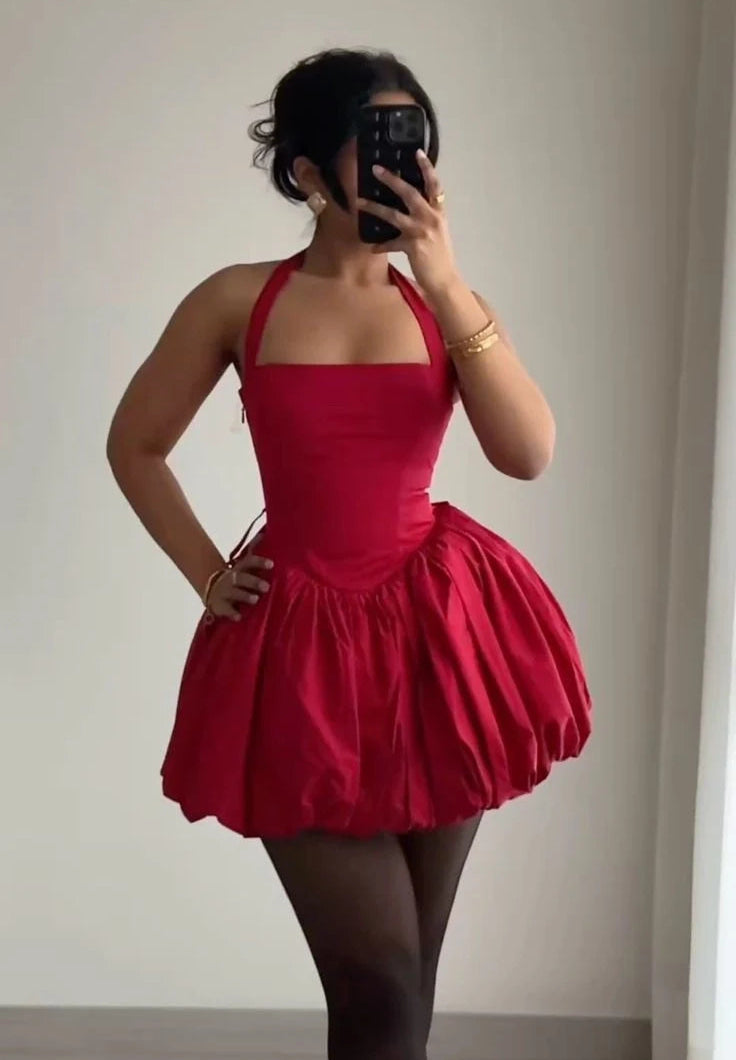 Luolandi Chic A-Line Halter Sleeveless Short Party Homecoming Dress Summer Birthday Party Dress