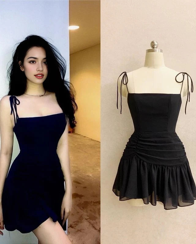 Luolandi Chic A-Line Straight Neck Sleeveless Ruched Ruffle Chiffon Short Length Homecoming Dress