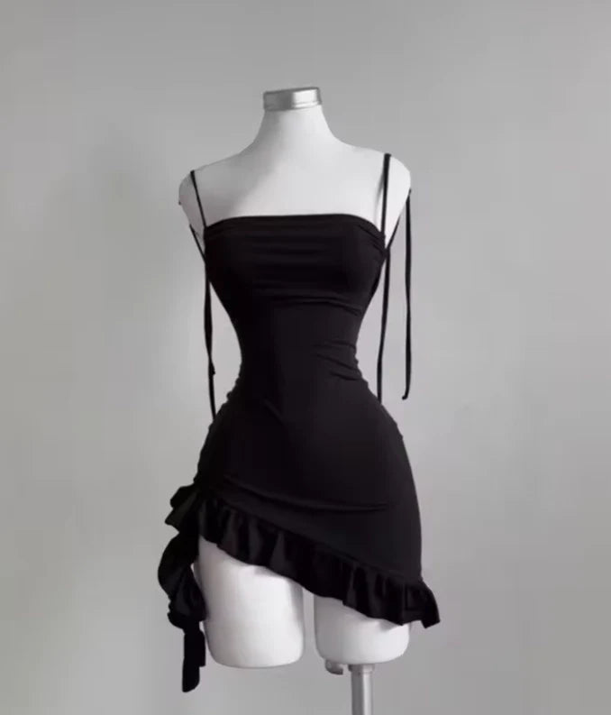 Luolandi Chic Sheath Sleeveless Backless Ruffled Asymmetrical Short Party Homecoming Dress