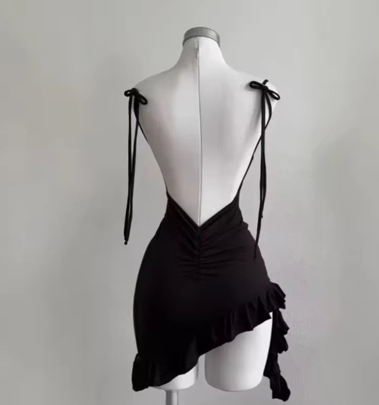 Luolandi Chic Sheath Sleeveless Backless Ruffled Asymmetrical Short Party Homecoming Dress