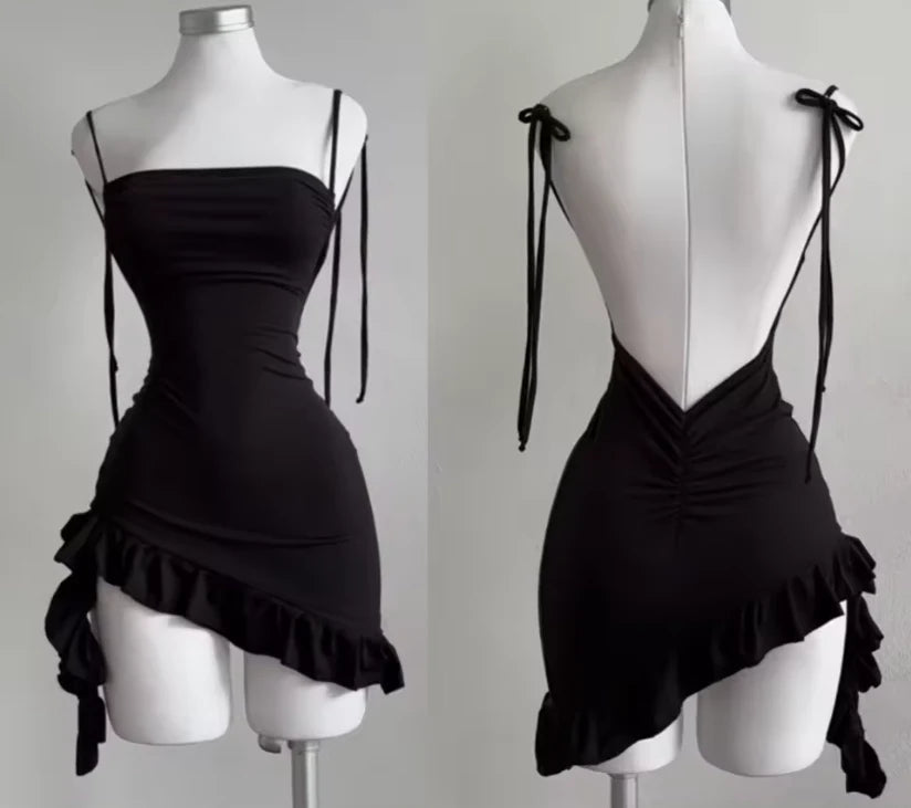 Luolandi Chic Sheath Sleeveless Backless Ruffled Asymmetrical Short Party Homecoming Dress