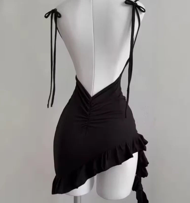 Luolandi Chic Sheath Sleeveless Backless Ruffled Asymmetrical Short Party Homecoming Dress