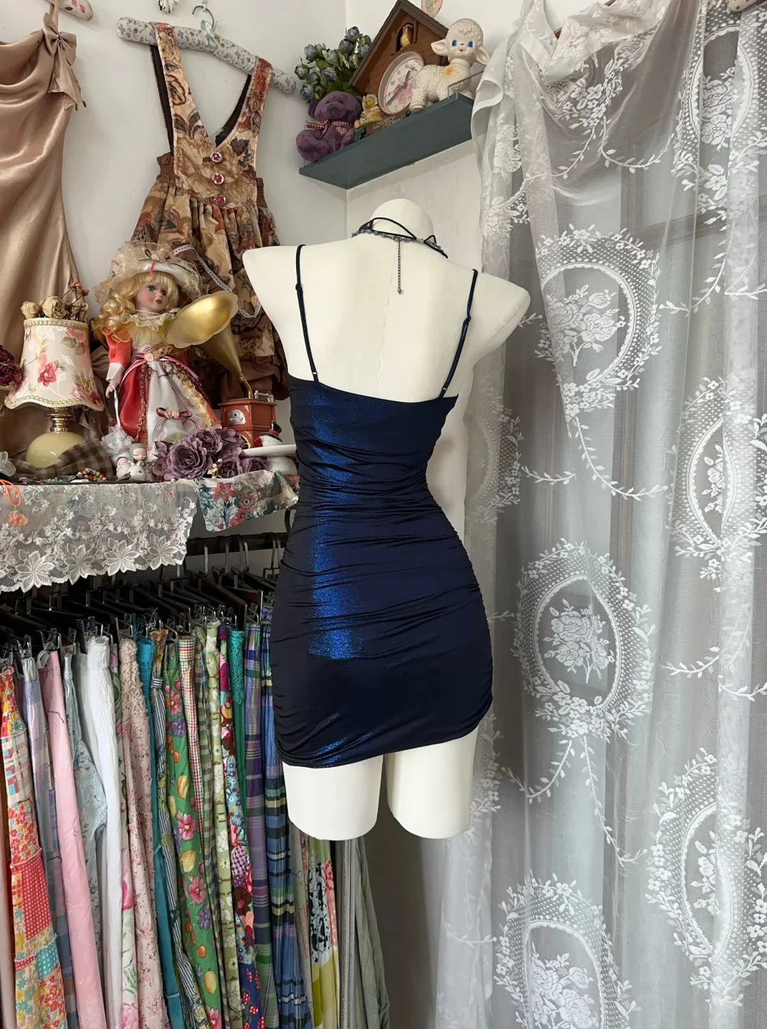 Luolandi Classy Sheath Spaghetti Straps Sleeveless Short Party Prom Dress Vintage Homecoming Dress