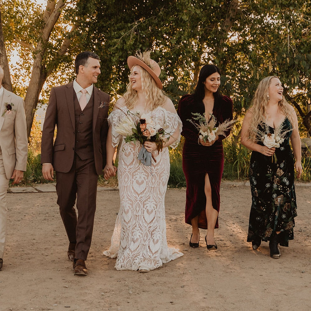 Luolandi Plus Sizes Sheath Sweetheart Spaghetti Strap Lace Cut Out Flutter Sleeves Backless Boho Wedding Dress Beautiful