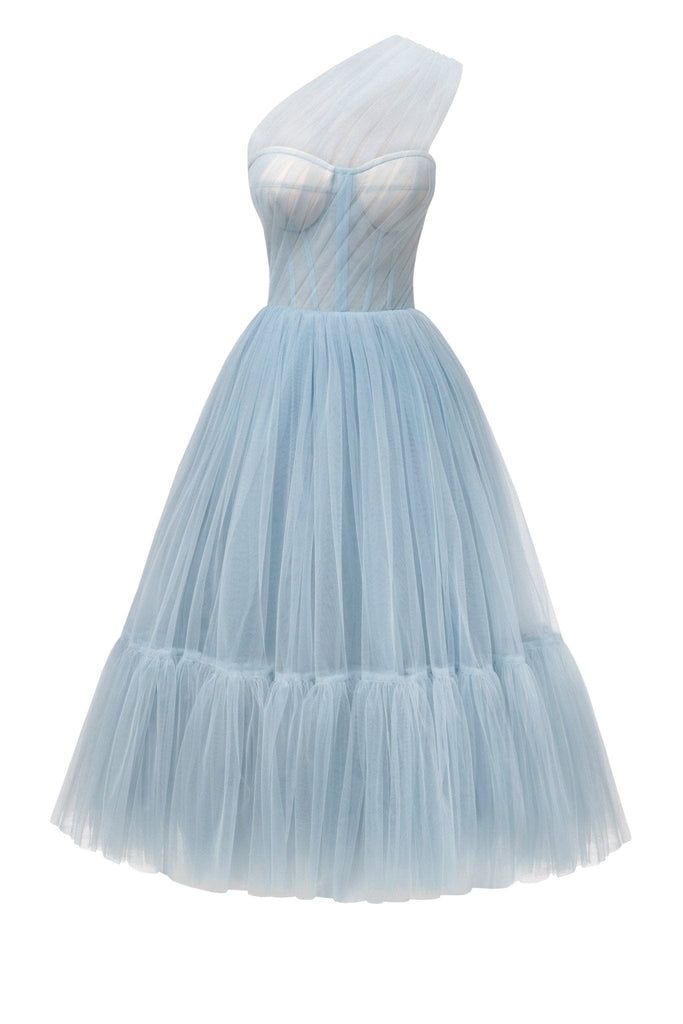 Luolandi Cute A Line Tulle One Shoulder Tulle Cocktail Dress Elegant Homecoming Dresses