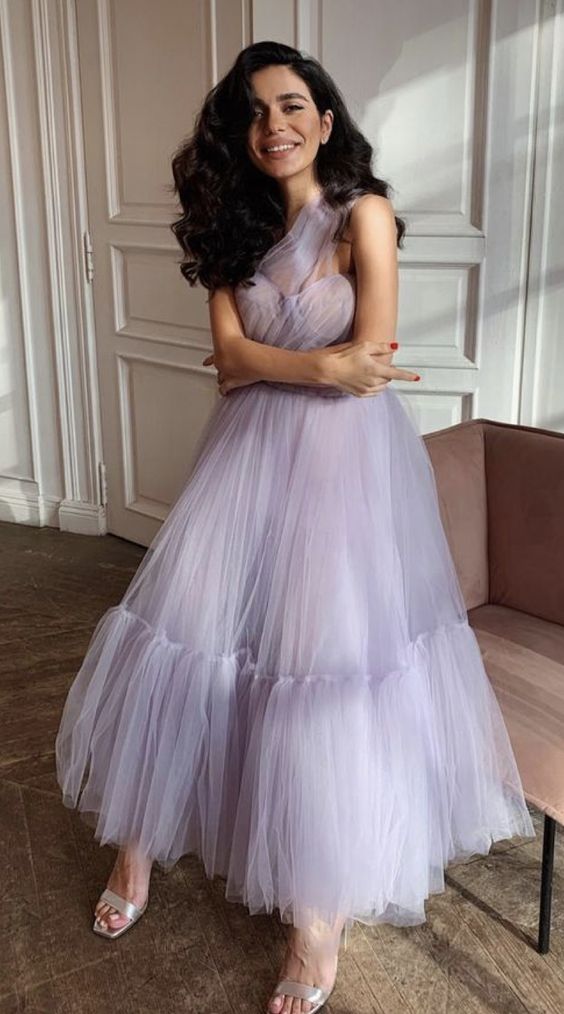 Cute Tulle One Shoulder Tulle Short Cocktail Dress Homecoming Dresses Sexy